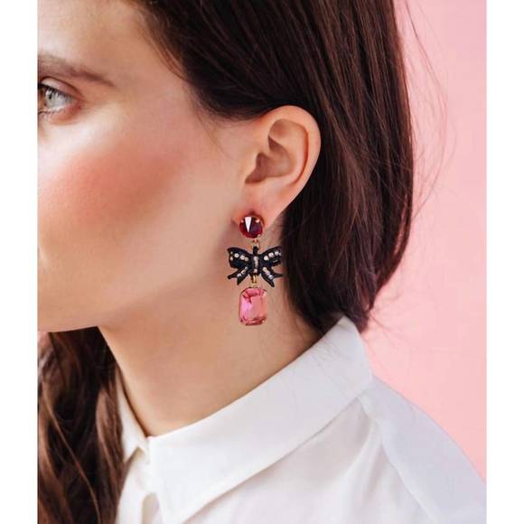 NEW LOREN HOPE betty bow earrings in pink - Picture 2 of 2